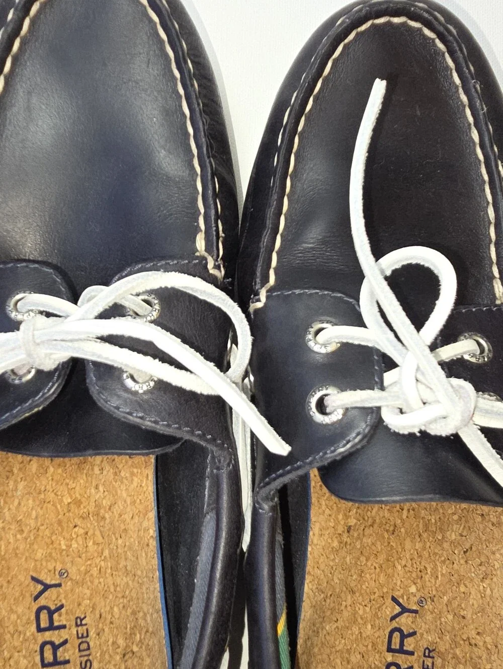 Sperry Top-Sider Mens 9.5 Navy Leather Boat Shoes Preppy Deck Shoes